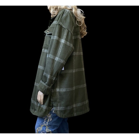 Sonoma Heavyweight Brushed Flannel Shacket Olive Green Plaid Size 2XL women’s - Picture 3 of 14